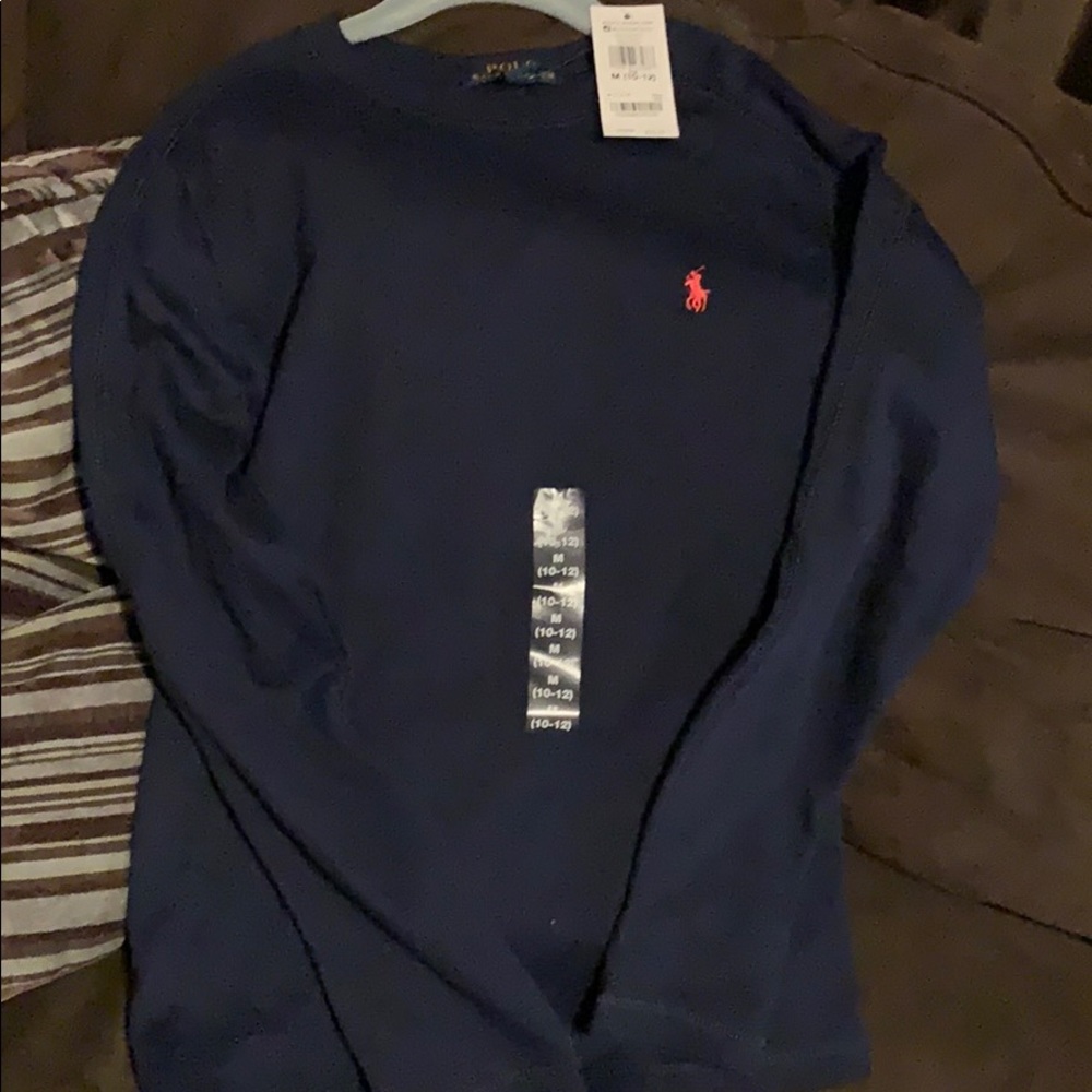 Kids blue polo thermal shirt